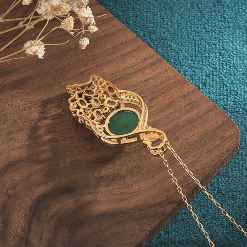 Cyan Jade Success Necklace Pendant Cyan Jade Success Necklace Pendant