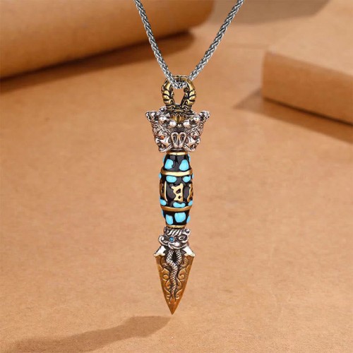 Dorje Vajra Dzi Bead Wealth Necklace Pendant Dorje Vajra Dzi Bead Wealth Necklace Pendant