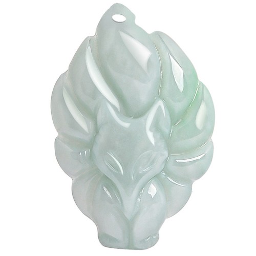 Natural Jade Nine-Tailed Fox Prosperity Necklace