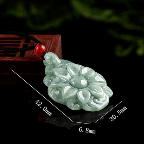 Natural Jade Kalanchoe Flower Luck Necklace Pendant