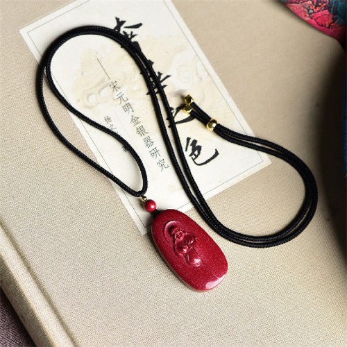 Laughing Buddha Yin Yang Cinnabar Blessing Necklace