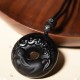 Black Obsidian Peace Buckle Strength Necklace Pendant Black Obsidian Peace Buckle Strength Necklace Pendant