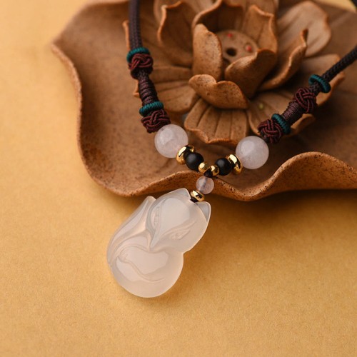 Chalcedony Fox Crystal Harmony Necklace Chalcedony Fox Crystal Harmony Necklace