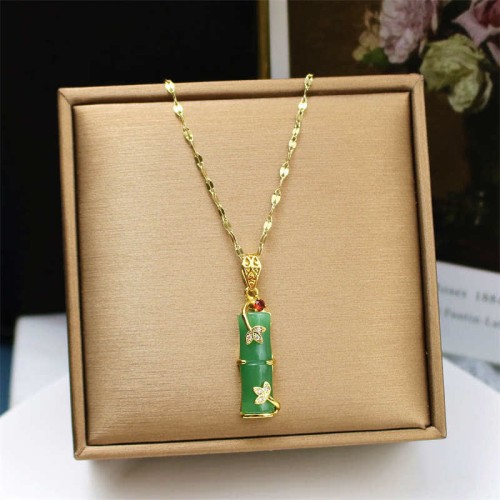 White Jade Bamboo Luck Necklace Pendant White Jade Bamboo Luck Necklace Pendant