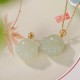 925 Silver Hetian White Jade Cat Paw Luck Necklace