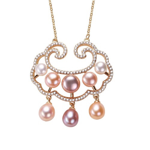 Gold-plated Pearl Chinese Lock Sincerity Necklace Gold-plated Pearl Chinese Lock Sincerity Necklace