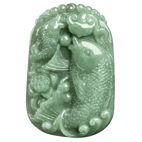 Jade Koi Fish Lotus Wealth Necklace