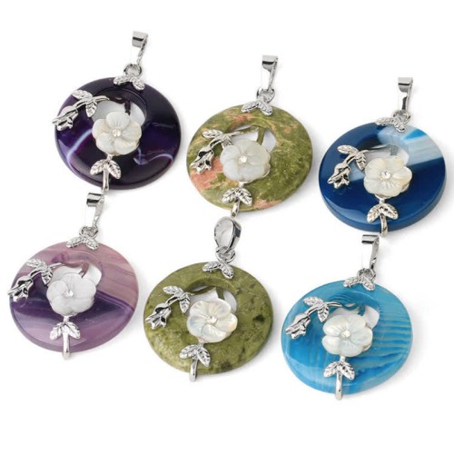 Various Crystal Amethyst Green Aventurine Flower Necklace Various Crystal Amethyst Green Aventurine Flower Necklace