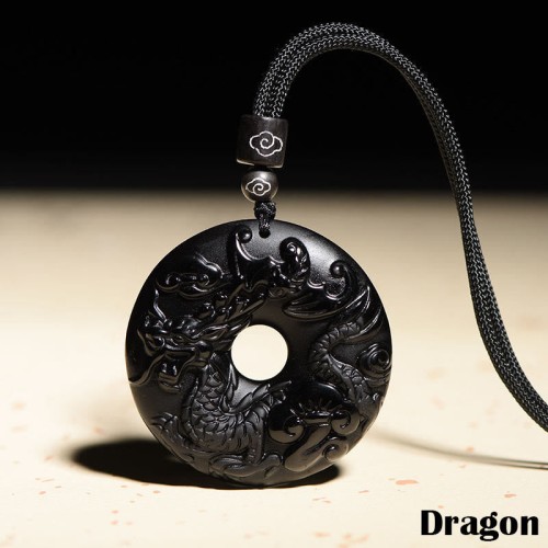Black Obsidian Peace Buckle Strength Necklace Pendant Black Obsidian Peace Buckle Strength Necklace Pendant