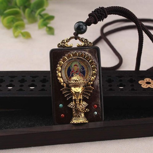Ebony Wood Elephant God Fortune Necklace Ebony Wood Elephant God Fortune Necklace