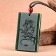 Hetian Cyan Jade Dragon Success Necklace Hetian Cyan Jade Dragon Success Necklace
