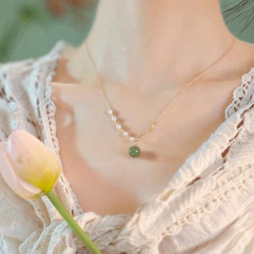 Hetian Jade Pearl Luck Bead Necklace Hetian Jade Pearl Luck Bead Necklace