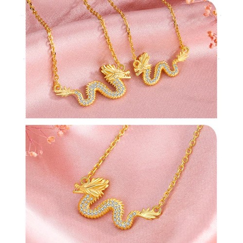 Golden Dragon Year Luck Chain Necklace Pendant Golden Dragon Year Luck Chain Necklace Pendant