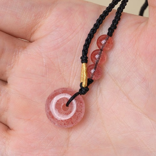 Strawberry Quartz Chalcedony Healing Necklace Pendant Strawberry Quartz Chalcedony Healing Necklace Pendant