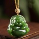 925 Silver Laughing Buddha Hetian Jade 18K Gold Necklace 925 Silver Laughing Buddha Hetian Jade 18K Gold Necklace