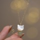 14K Gold Plated Pearl Hetian Jade Cat Necklace 14K Gold Plated Pearl Hetian Jade Cat Necklace
