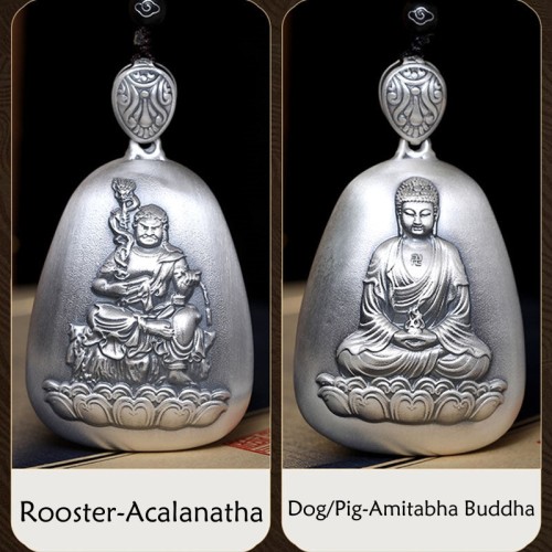 999 Silver Zodiac Natal Buddha Heart Sutra Necklace 999 Silver Zodiac Natal Buddha Heart Sutra Necklace