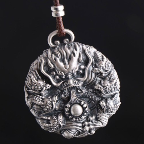 999 Sterling Silver Nine Dragons Pearl Necklace 999 Sterling Silver Nine Dragons Pearl Necklace