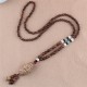 Wenge Wood Bodhi Seed Agate Elephant Protection Necklace Pendant