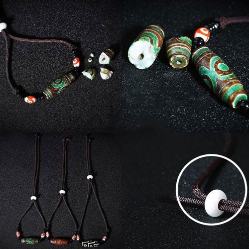 Tibetan Nine-Eye Dzi Bead Protection Necklace