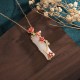 White Jade Bamboo Lotus Protection Necklace Pendant White Jade Bamboo Lotus Protection Necklace Pendant