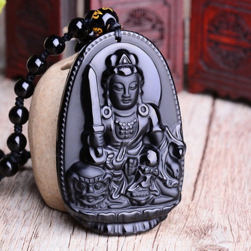 Obsidian Buddha Amulet Protection Necklace Pendant Obsidian Buddha Amulet Protection Necklace Pendant