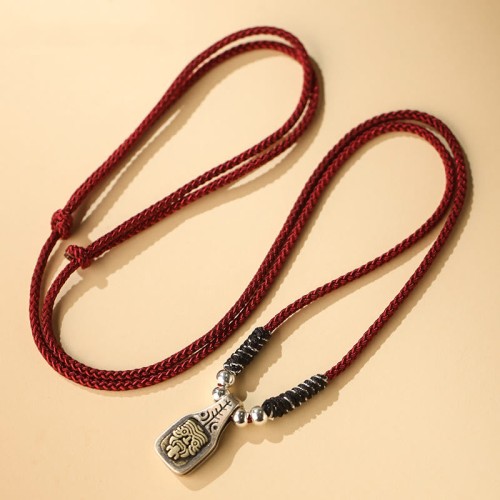 Tibetan 925 Sterling Silver Zakiram Goddess of Wealth Protection Necklace