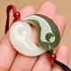 Yin Yang White Jade Cyan Jade Protection Necklace