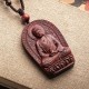Chinese Zodiac Buddha Red Sandalwood Lotus Necklace