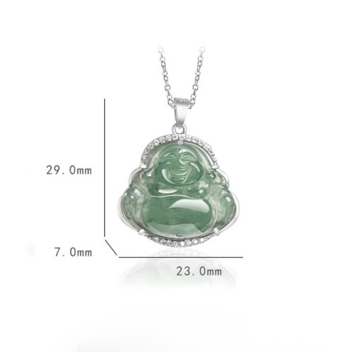 925 Silver Laughing Buddha Jade Luck Necklace 925 Silver Laughing Buddha Jade Luck Necklace