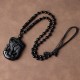 Black Obsidian Elephant Protection Key Chain Necklace Pendant
