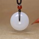 Round Hetian White Jade Peace Blessing Necklace