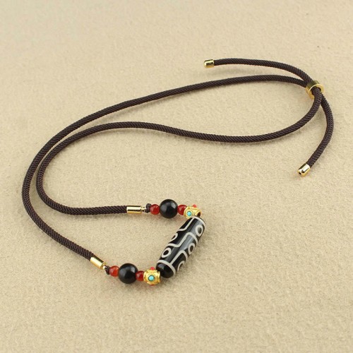 Tibetan Nine-Eye Dzi Bead Protection Necklace
