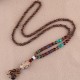 Wenge Wood Bodhi Seed Agate Elephant Protection Necklace Pendant