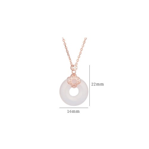 925 Silver Hetian White Jade Chalcedony Coin Necklace 925 Silver Hetian White Jade Chalcedony Coin Necklace