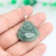 925 Sterling Silver Laughing Buddha Jade Protection Necklace