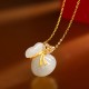 Natural Hetian White Jade Money Bag Necklace