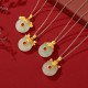 925 Sterling Silver Dragon Year Jade Protection Necklace Pendant 925 Sterling Silver Dragon Year Jade Protection Necklace Pendant