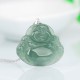 925 Sterling Silver Laughing Buddha Jade Protection Necklace