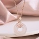 925 Silver Hetian White Jade Chalcedony Coin Necklace 925 Silver Hetian White Jade Chalcedony Coin Necklace