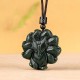 Hetian Cyan Jade Nine-Tailed Fox Luck Necklace