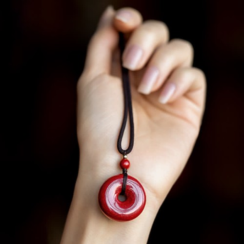Cinnabar Peace Buckle Calm Blessing Necklace Cinnabar Peace Buckle Calm Blessing Necklace