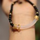 Black Onyx Chalcedony Protection Beaded Pendant