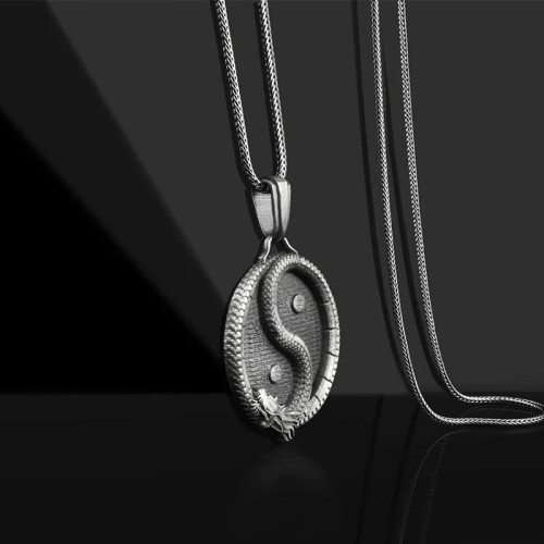 Pure Tin Yin Yang Dragon Necklace Pendant Pure Tin Yin Yang Dragon Necklace Pendant