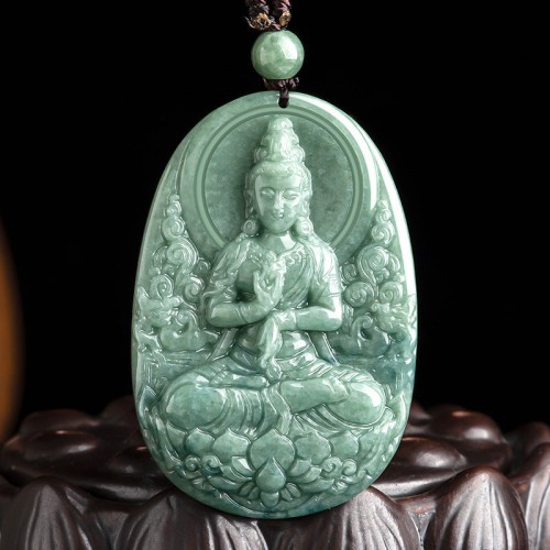 Natural Jade Avalokitesvara Wealth Necklace