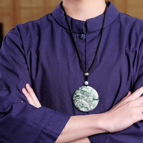 Mountain Landscape Jade Abundance Necklace