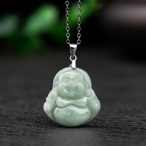 Laughing Buddha Jade Blessing Necklace Pendant