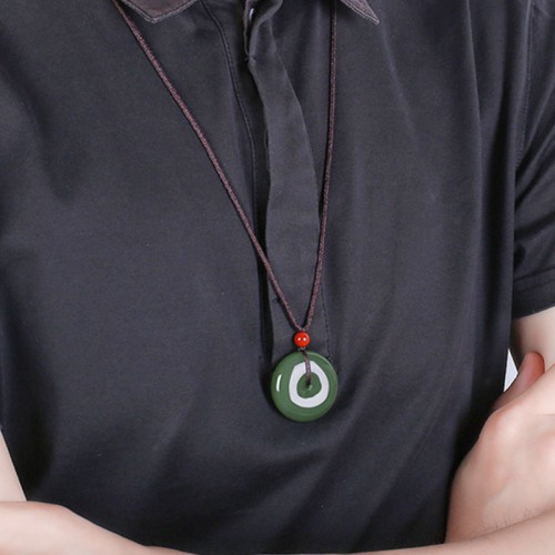 Round Jade Peace Buckle Prosperity String Necklace