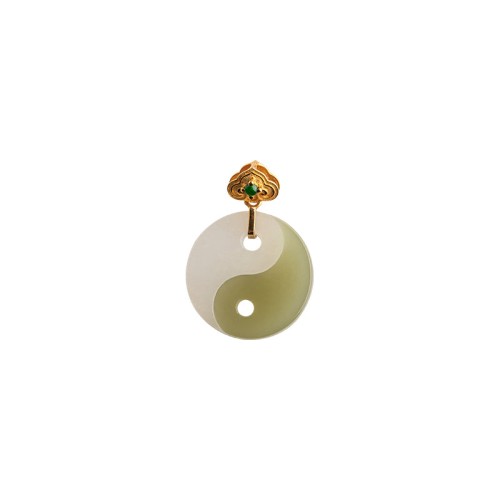 Yin Yang Jade 18K Gold Prosperity Necklace Pendant Yin Yang Jade 18K Gold Prosperity Necklace Pendant
