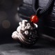 Silver Sheen Obsidian Dancing Lion Necklace